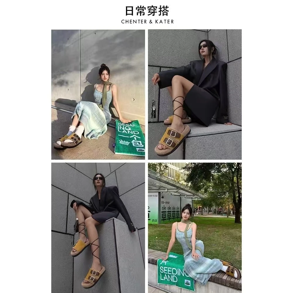 C8810轻奢欧美风双扣一字拖