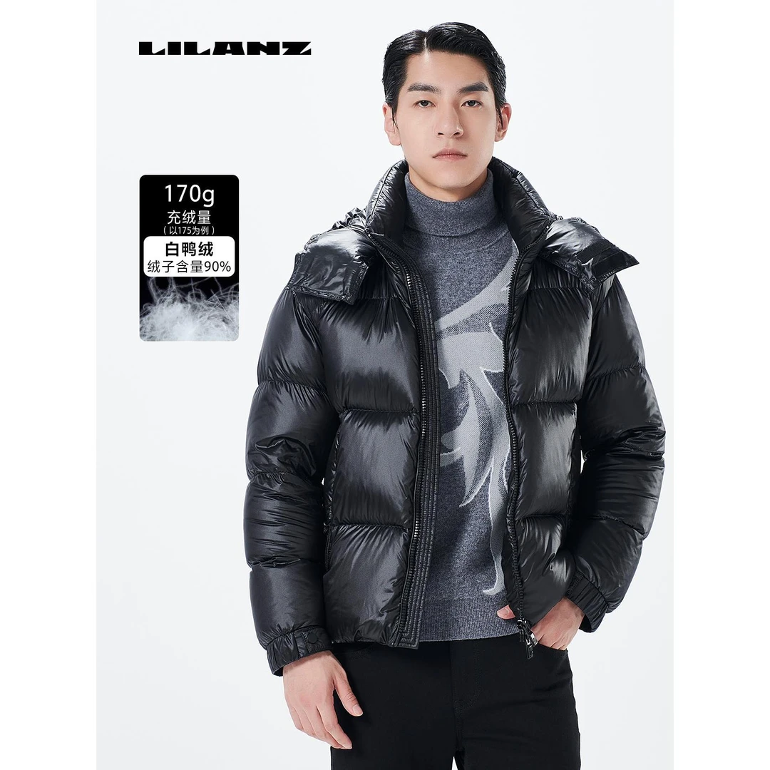 男士羽绒短款-黑 23DRF0021A加厚防风保暖冬季白鸭绒