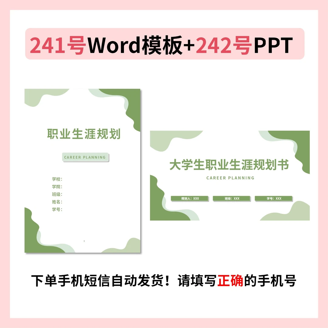 职业生涯规划书241号Word+242号PPT