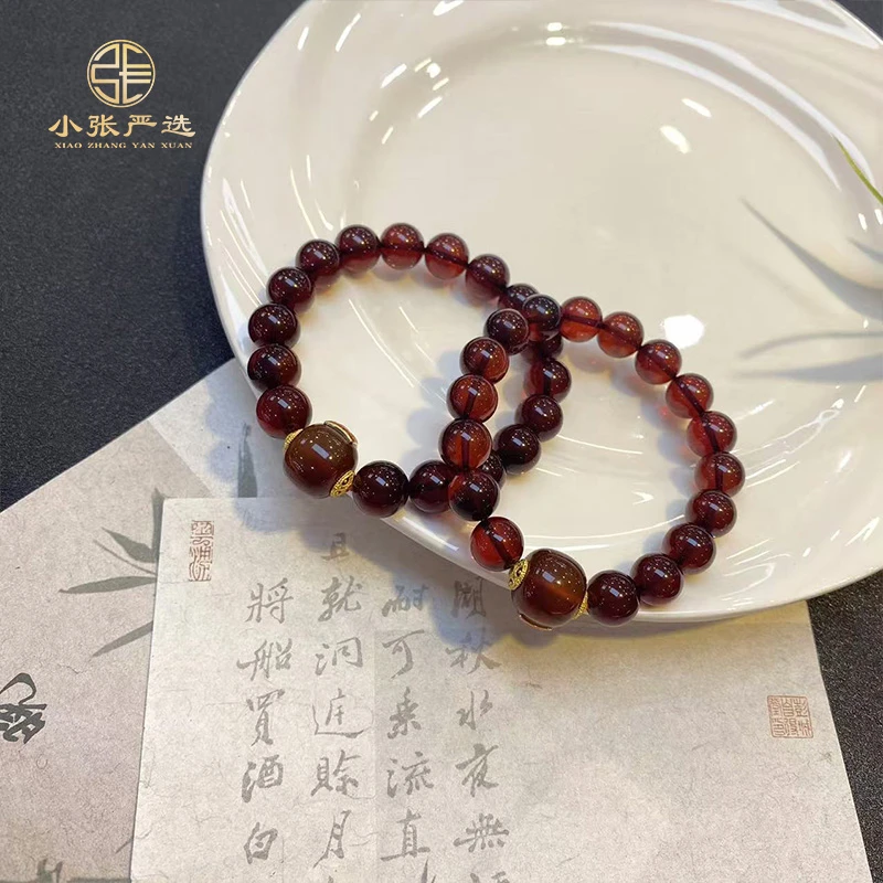 XR4070 琥珀血珀圆珠手串 8~9mm 多样发其一