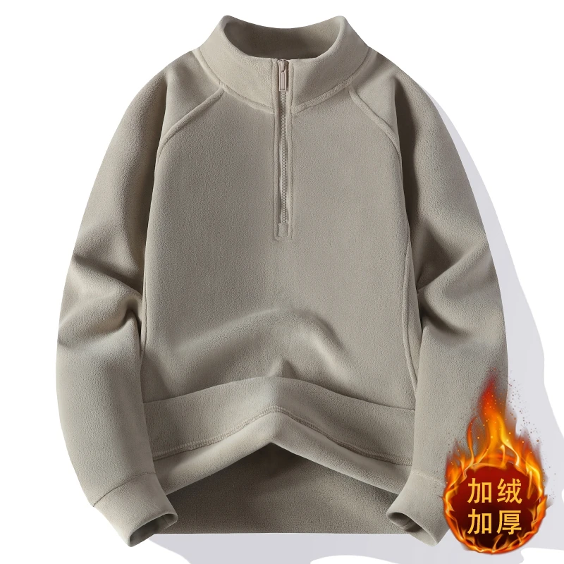 1线下400+男女同款冬季保暖软糯时尚拉链亲肤纯色休闲奥粒绒卫衣