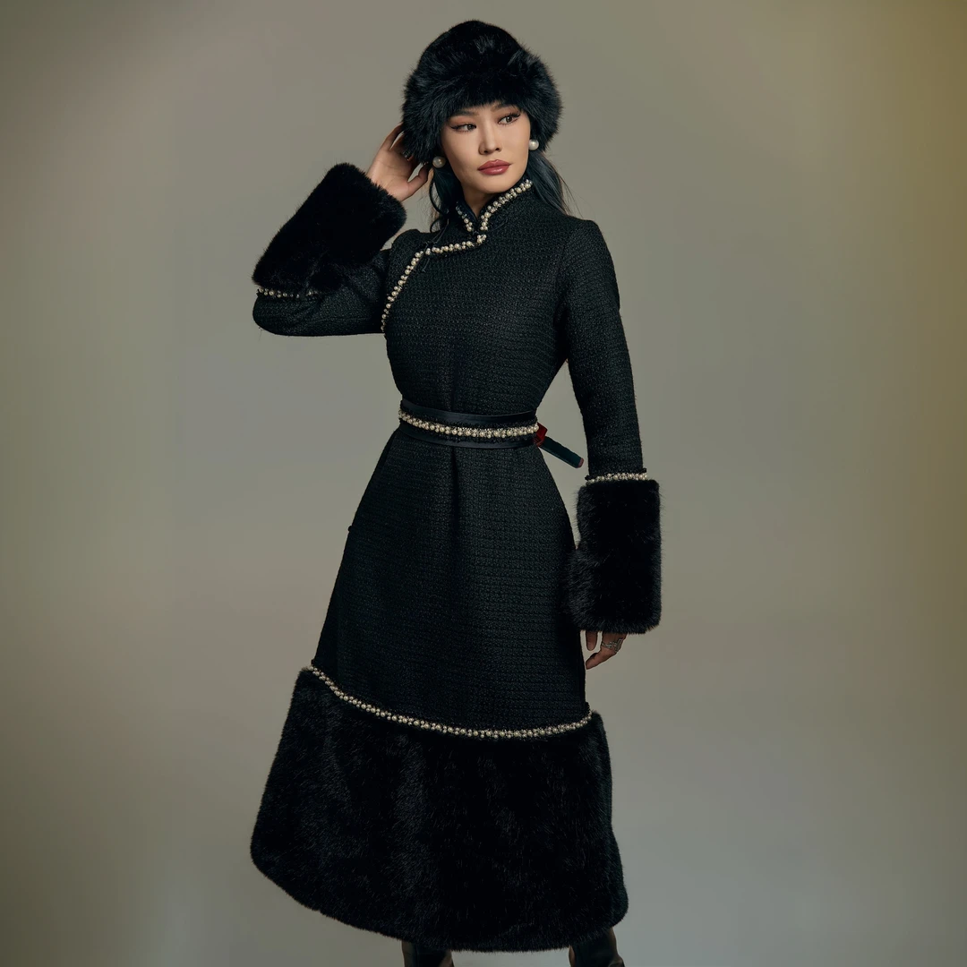 ANAR原创设计小香风袍子潮流蒙古族元素时尚名族风