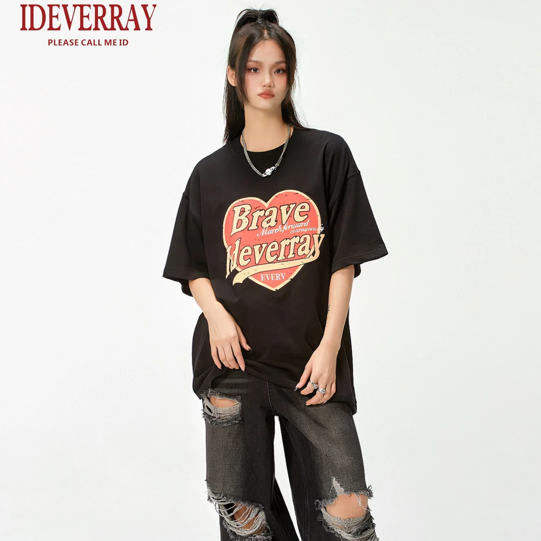 【直播专属】IDEVERRAY爱心字母款潮流百搭宽松街头通用圆领短袖T恤