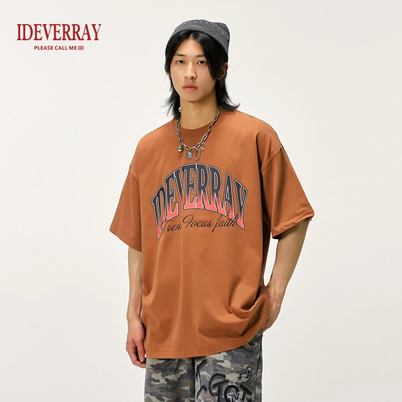【直播专属】IDEVERRAY夏季情侣装圆领潮流肤感胶浆百搭宽松印花t恤