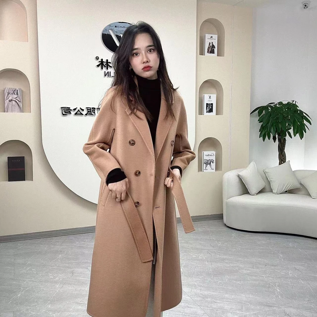 【闻语林】801极奢全毛气质百搭秋冬双排扣时尚经典双面呢大衣女