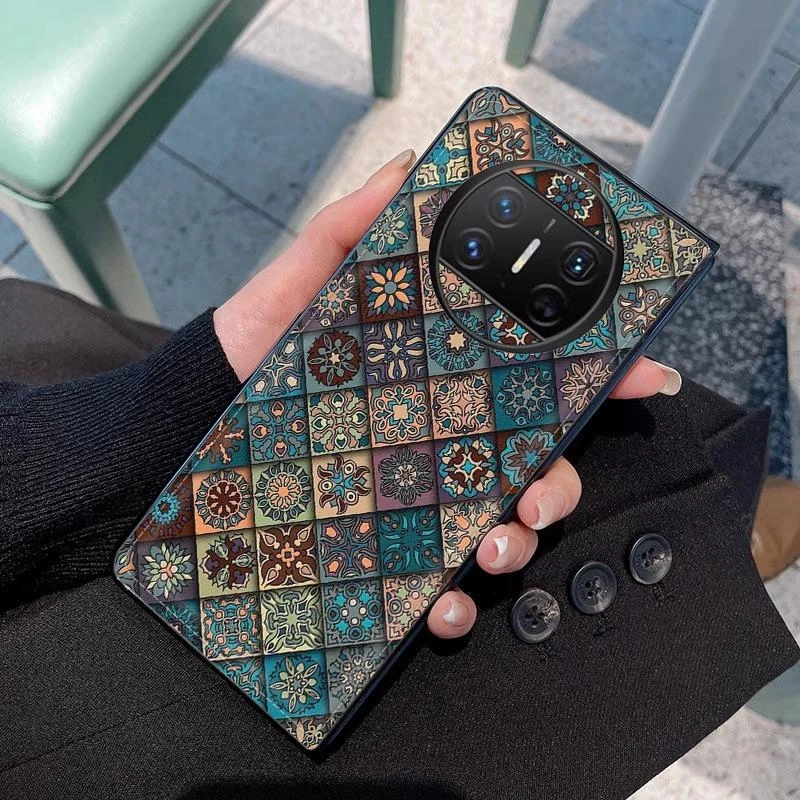 华为mateX5手机壳皮质防摔MateX3折叠屏薄款Mate x5典藏版菱格图