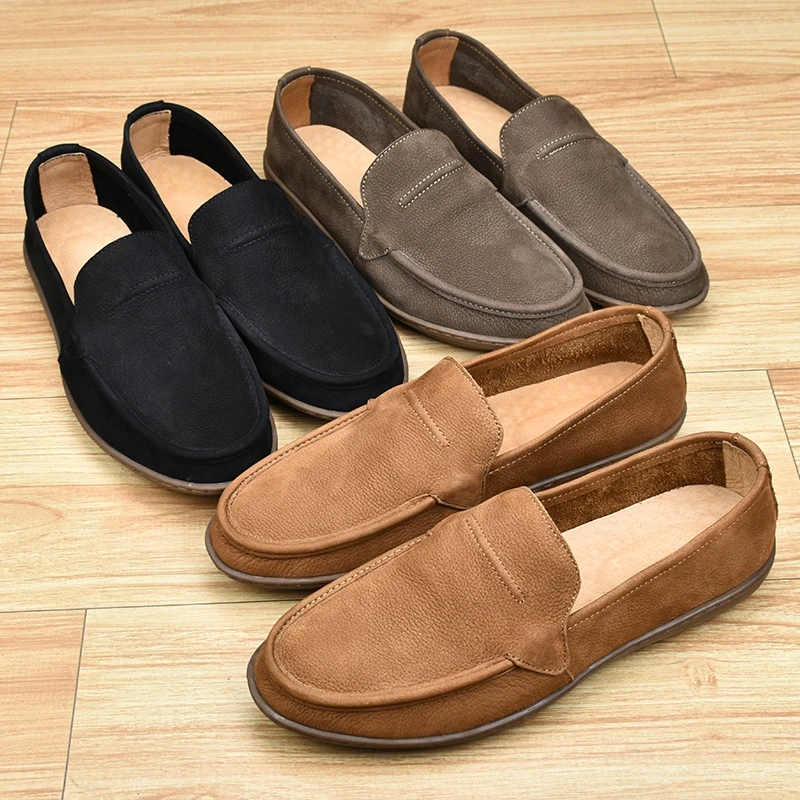 男士男2024夏季新款头层牛皮时尚休闲皮鞋真皮透气一脚蹬懒人鞋