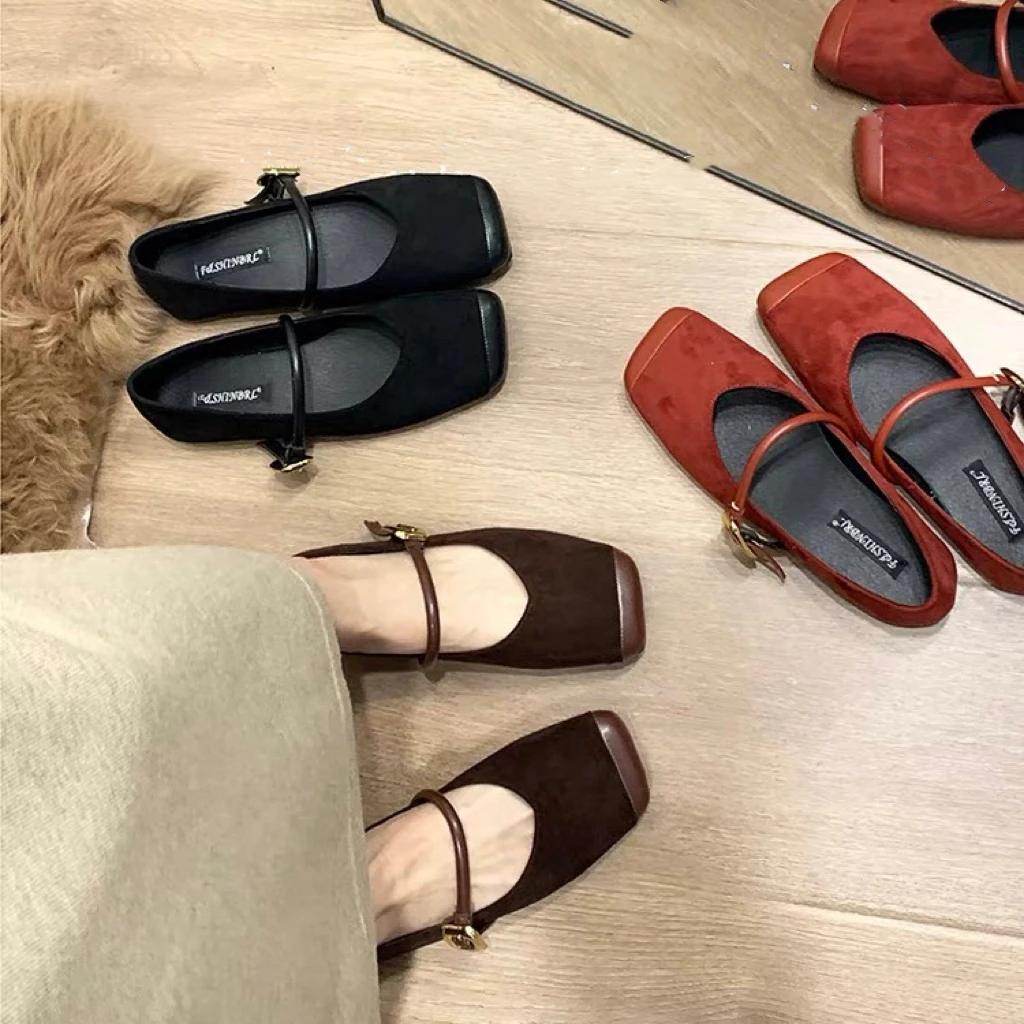 法式复古单鞋女2024春季新款仙女豆豆鞋平底玛丽珍鞋388-3