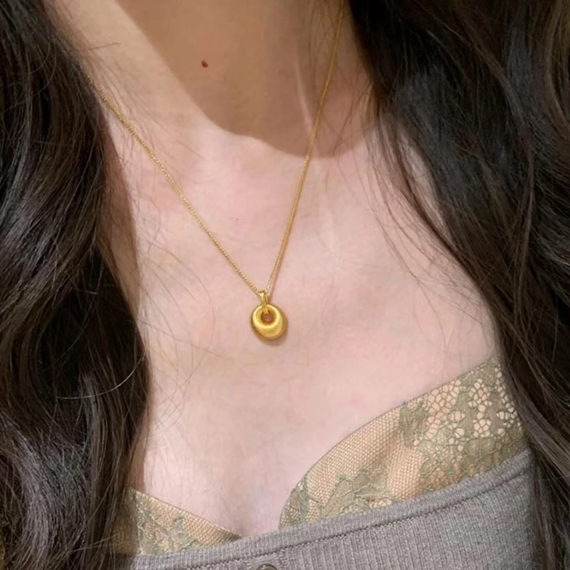 钛钢项链 小金坨平安扣项链  圆蛇骨链  KL