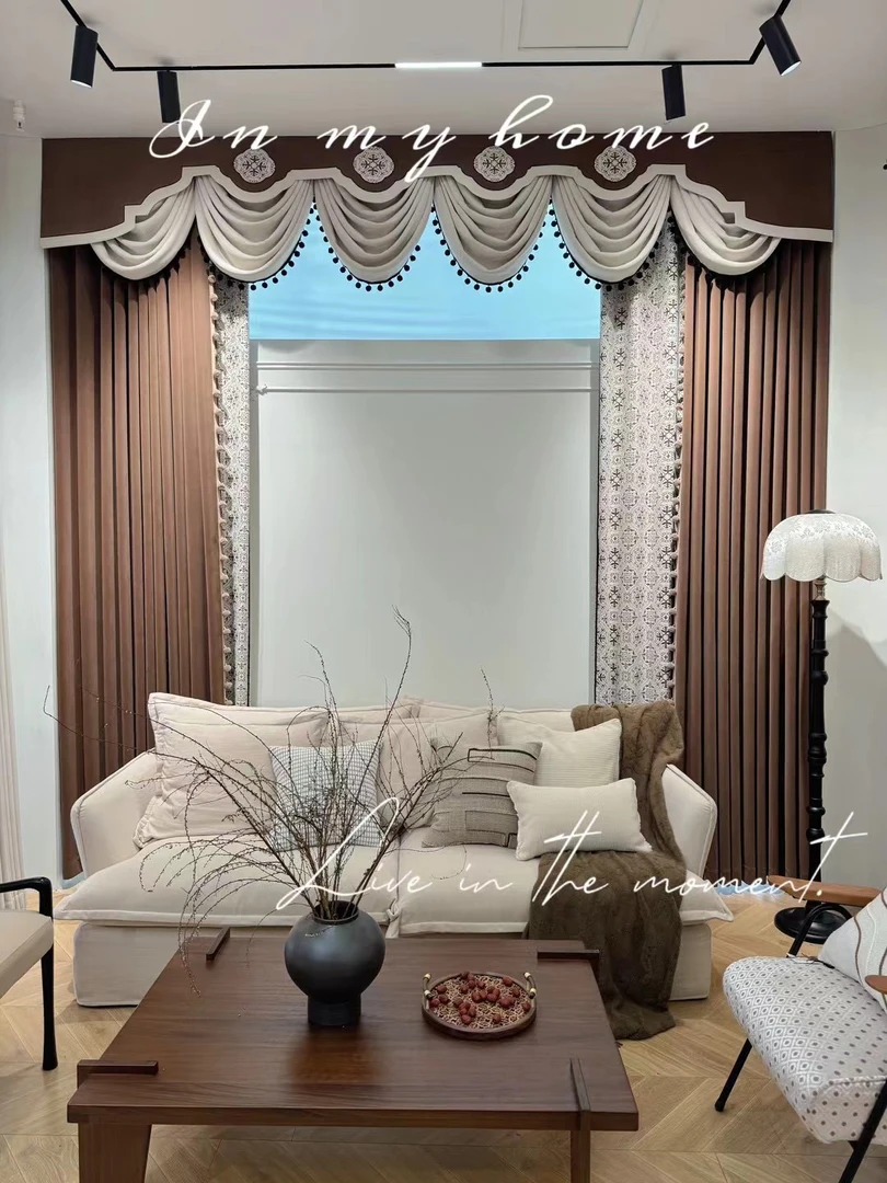 中古风窗帘 提花窗帘