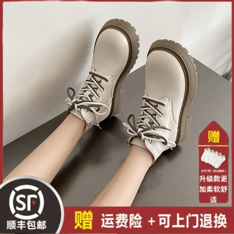 马丁靴女2023新款冬季英伦风白色雪地靴低帮厚底炸街短靴网红白色