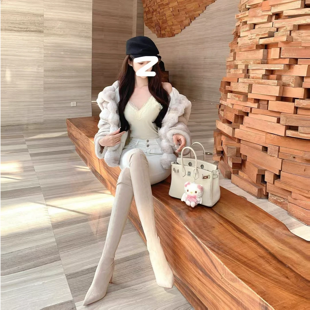 OMG！！！氛围感穿搭女生必入 秋冬新款尖头过膝长靴方根更加舒服