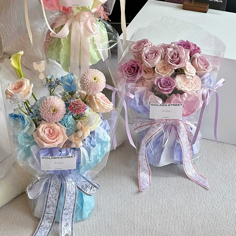 十九花丛渐变雪梨纸礼物内衬纸手揉包花纸鲜花包装纸