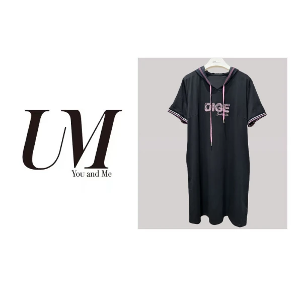 【U.M】连帽减龄字母连衣裙夏日清爽