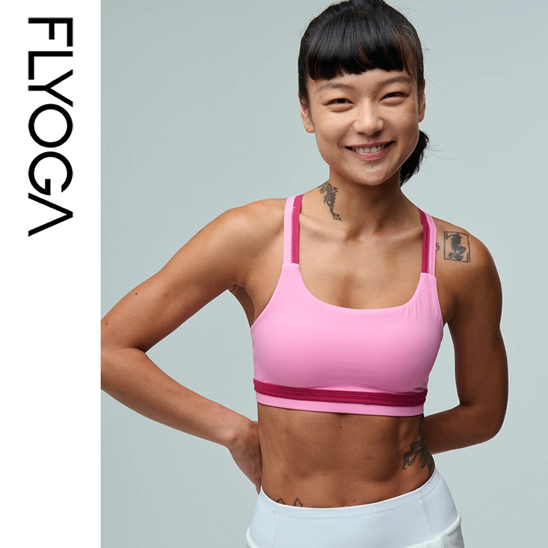 FLYOGA飞蓝新款拼色交叉美背中高强度瑜伽普拉提背心31133