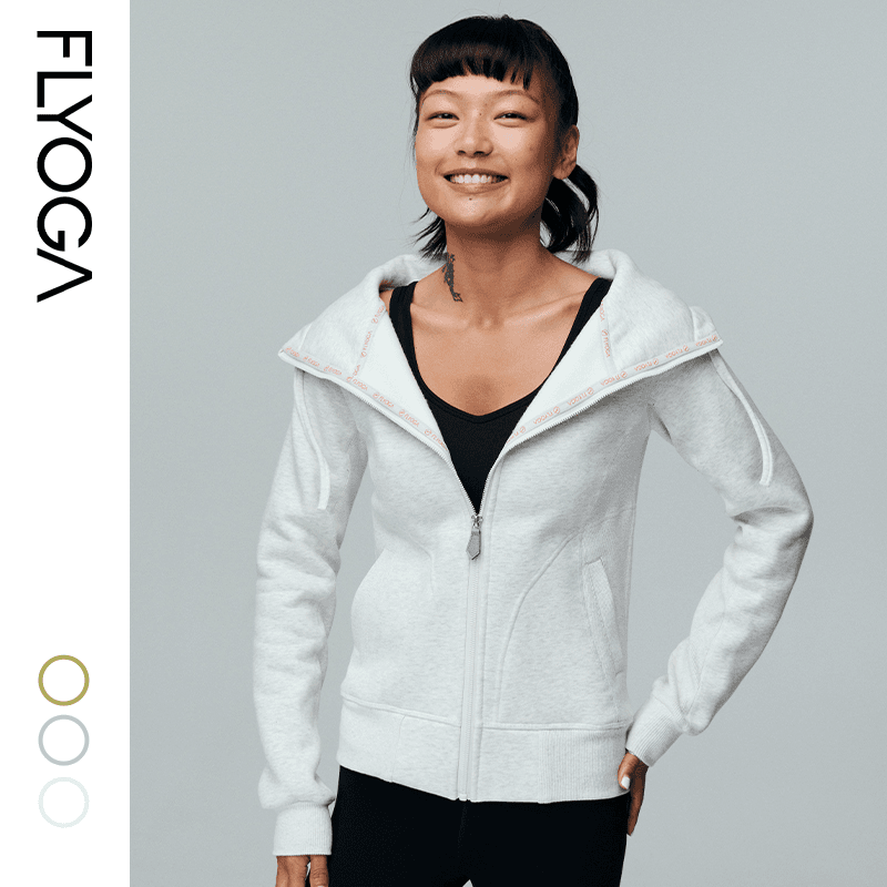 FLYOGA飞蓝秋冬加绒修身长袖瑜伽外套休闲连帽女士运动卫衣31612