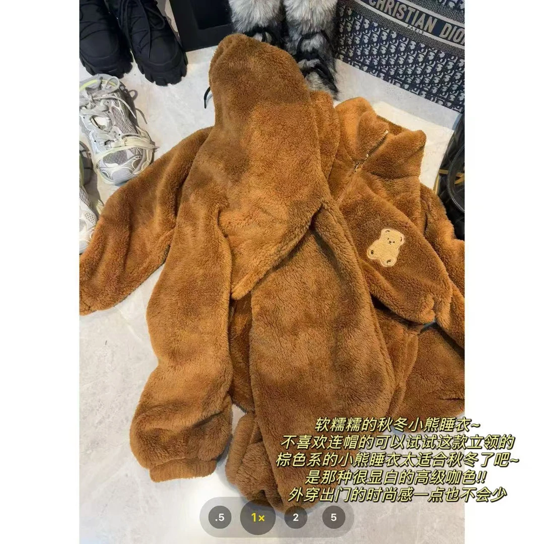 徐秋阳 立领熊睡衣  百搭时尚休闲设计感休闲显白睡衣套装