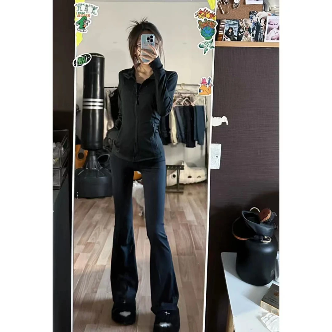 徐秋阳 微喇瑜伽裤 百搭时尚气质设计感显瘦显腿长瑜伽裤WL01