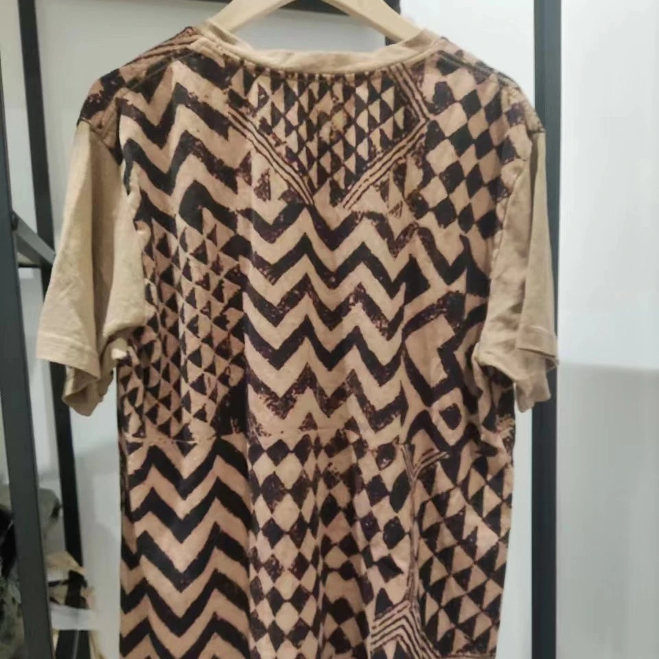 左岸迷香卡其花长款T恤4050