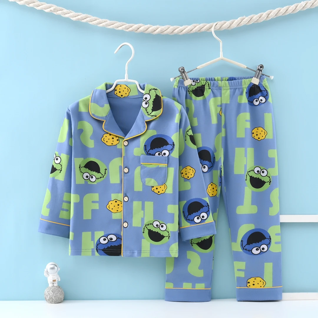 儿童睡衣男童-15岁a类全棉长袖中大童男童秋睡衣小女孩公主风睡衣