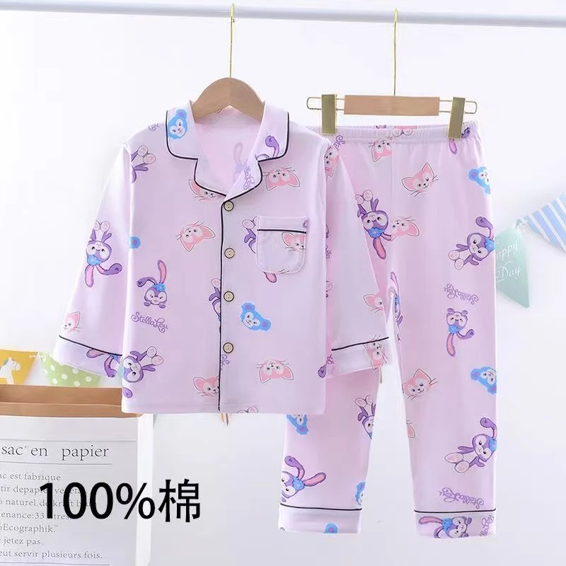 大童中小童卡通新款宝宝分体男童小女孩公主风睡衣儿童