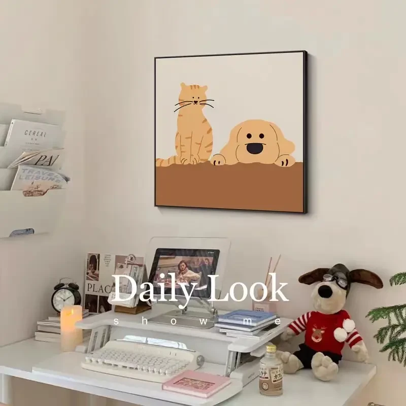 ins风萌宠动物卧室床头装饰画北欧小清新客厅挂画温馨儿童房摆画