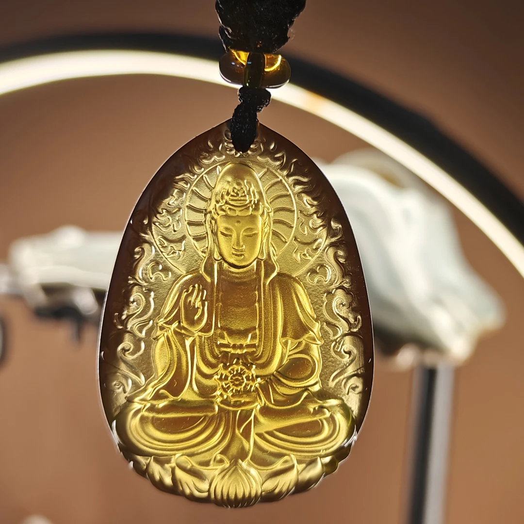 古法琉璃观世音女款男士女士项坠雕刻吉祥大气保佑守护装饰吊坠