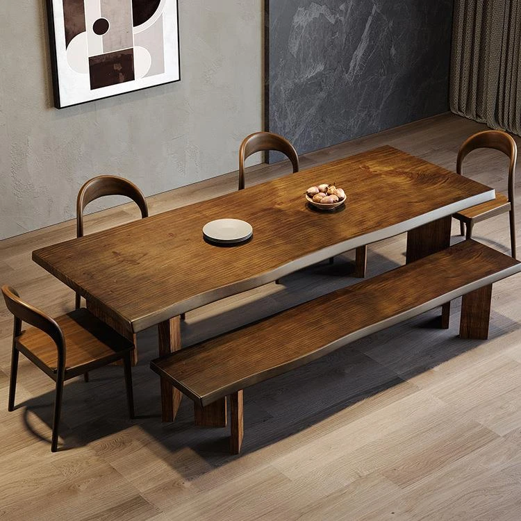 全实木餐桌椅组合家用简约小户型长方形吃饭桌子餐厅原木饭桌轻奢