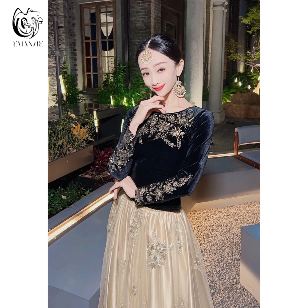 依曼之舞E2609异域风情法式尤莱特民族显瘦气质修身百搭新疆舞服