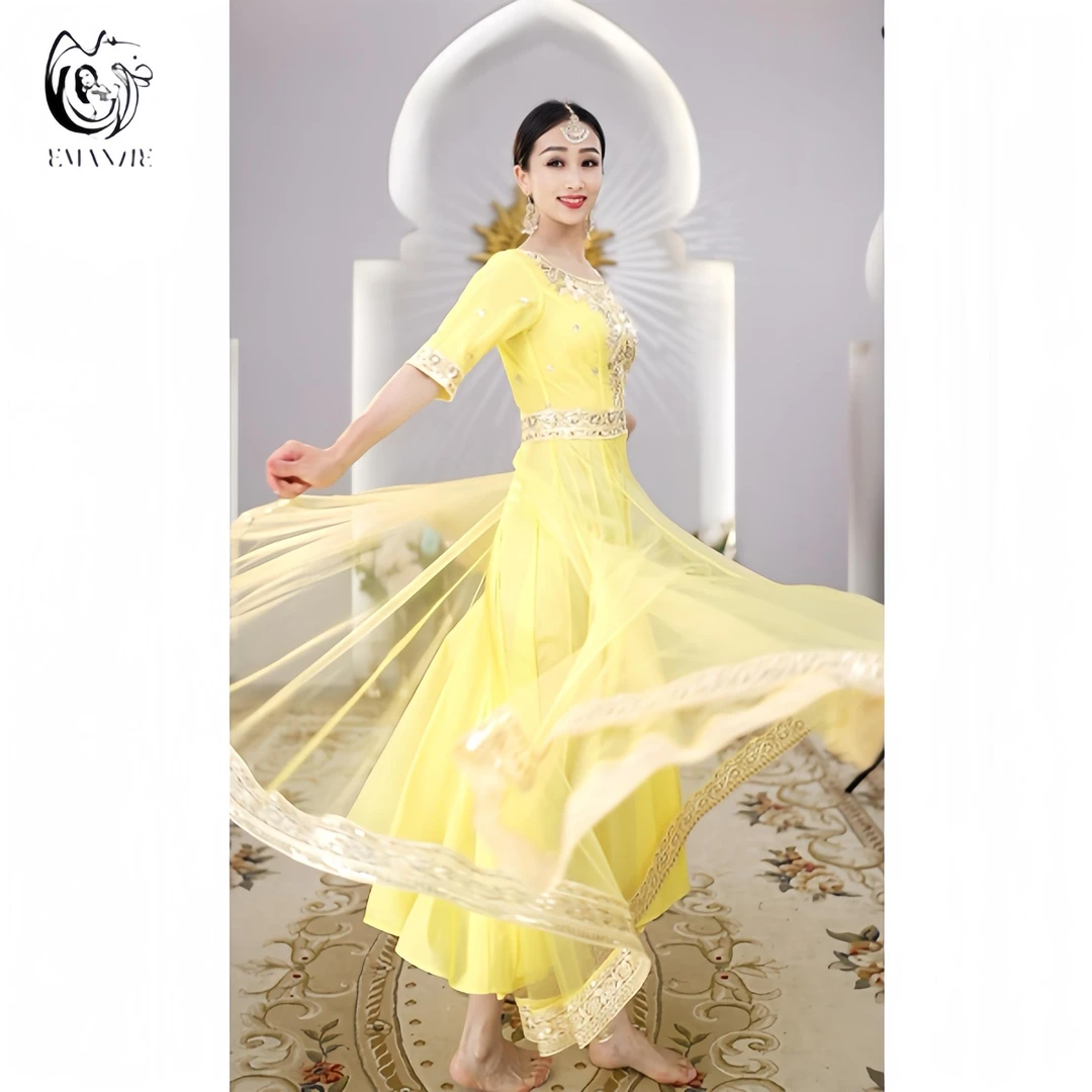 依曼之舞A9998异域风情印度舞民族风女新疆舞蹈服720度大摆连衣裙