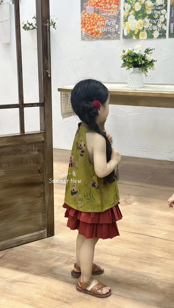 【洛鸢】儿童夏装短袖唐装开衫新中式男童女童中国风汉服两件套装