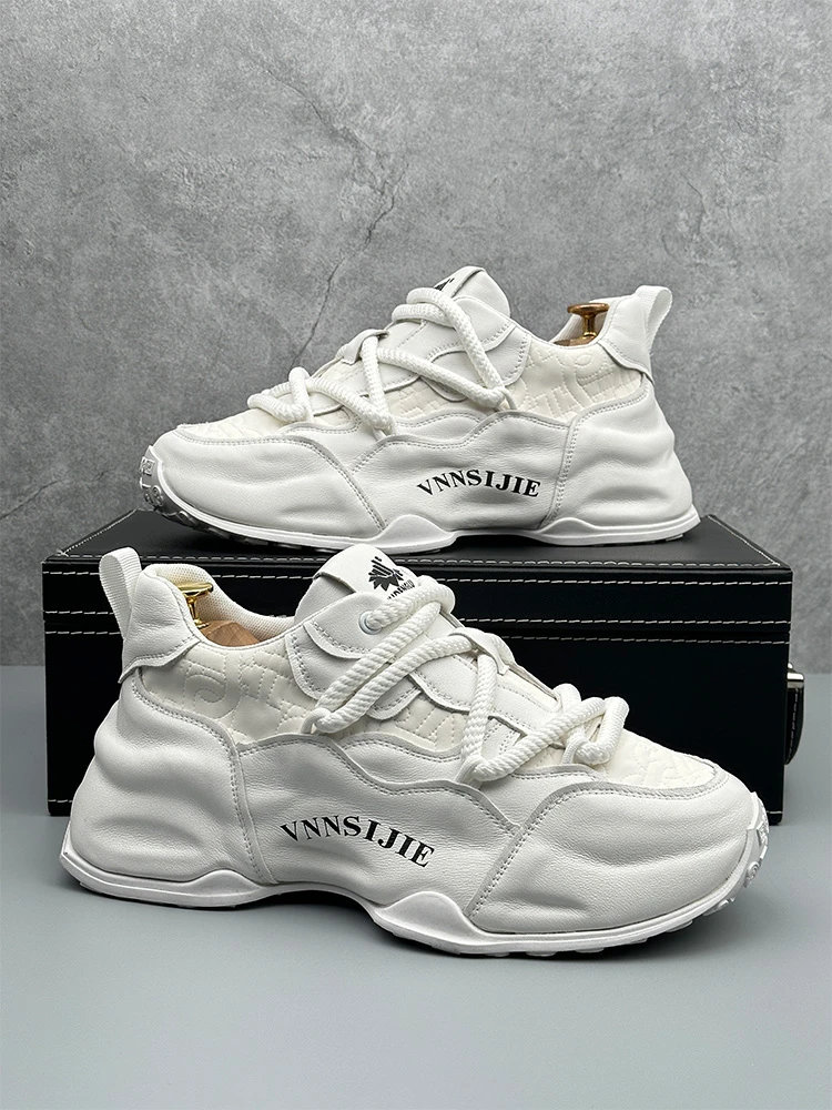 白色休闲鞋男2024新款运动鞋增高男士小白鞋韩版潮流老爹鞋秋夏款