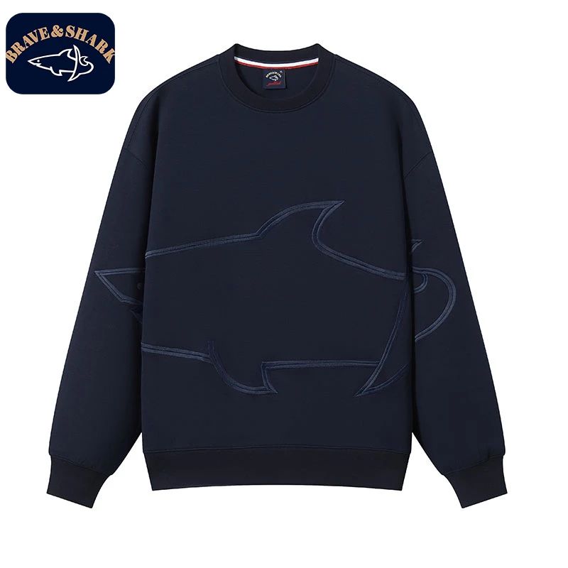 【官方正品】BRAVE&SHARK/鲨鱼卫衣男圆领套头商务休闲春秋款外套