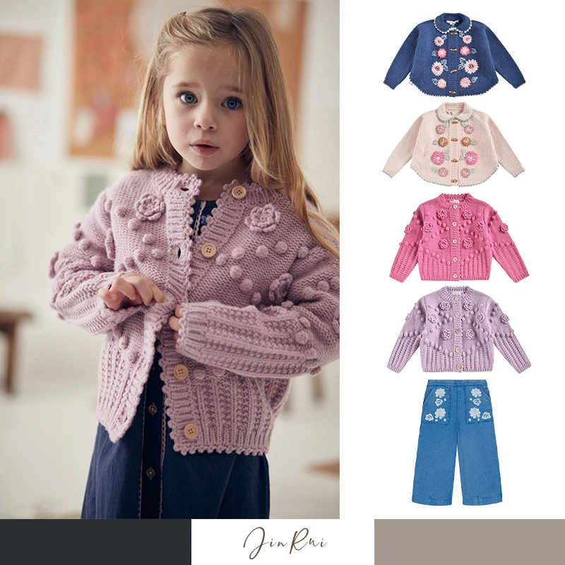 2024年新款 LM复古刺绣开衫毛衣羊毛混纺外套斜纹牛仔裤斗篷毛衣