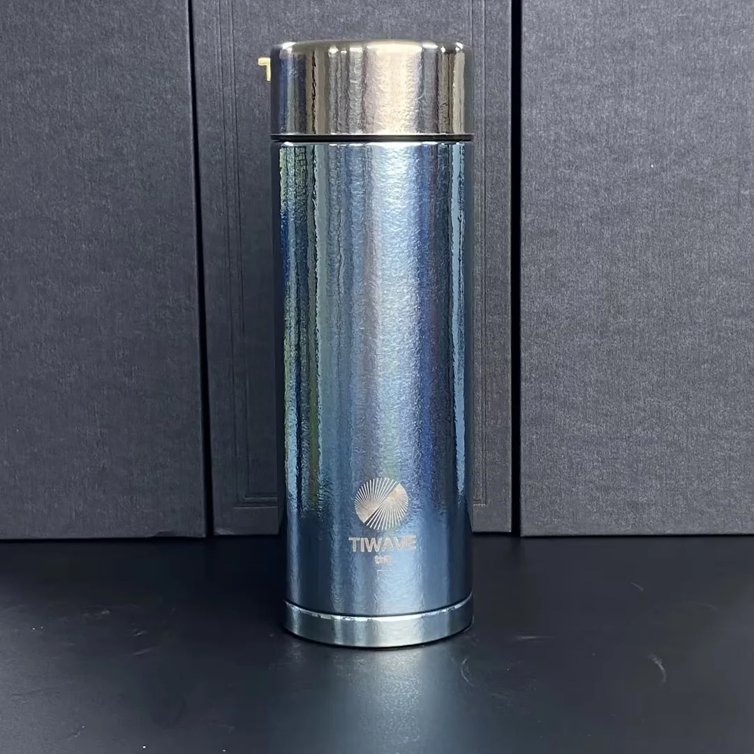 【金润推荐】双层纯钛400ml保温杯办公杯蓝色杯盖杯底不指定G-03