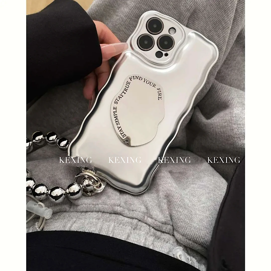 【苹果华为】ins风高级感香槟银色气囊支架手环壳手机壳iPhone14