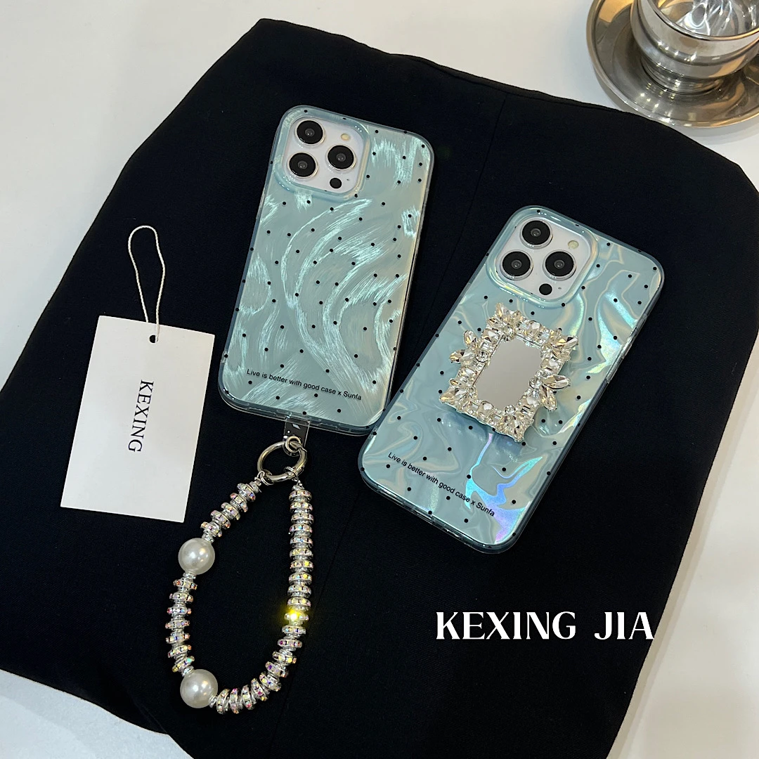 Ins风薄荷波点夏日感iPhone15手机壳适用苹果系列14/13/12/11