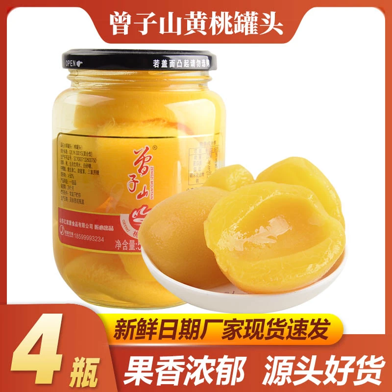 曾子山新鲜水果罐头黄桃什锦杏橘子草莓玻璃瓶510g混合口味