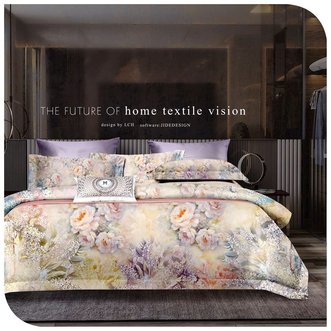 《淡淡墨香》全棉磨毛/柔软亲肤数码印花环保四件套/厚实棉感