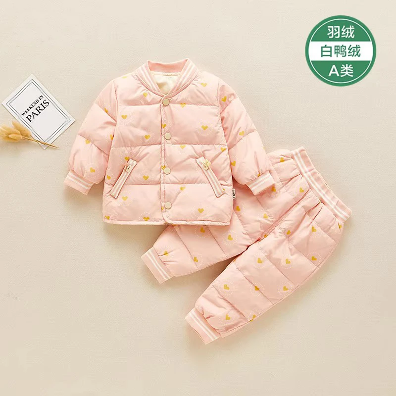 婴儿羽绒内胆套装秋冬装儿童轻薄宝宝白鸭绒小童羽绒服幼儿外套女