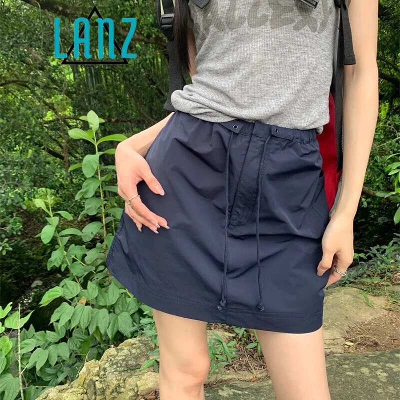 美式速干工装半身裙夏装2024新款抽绳绑带高腰显瘦辣妹风a字短裙