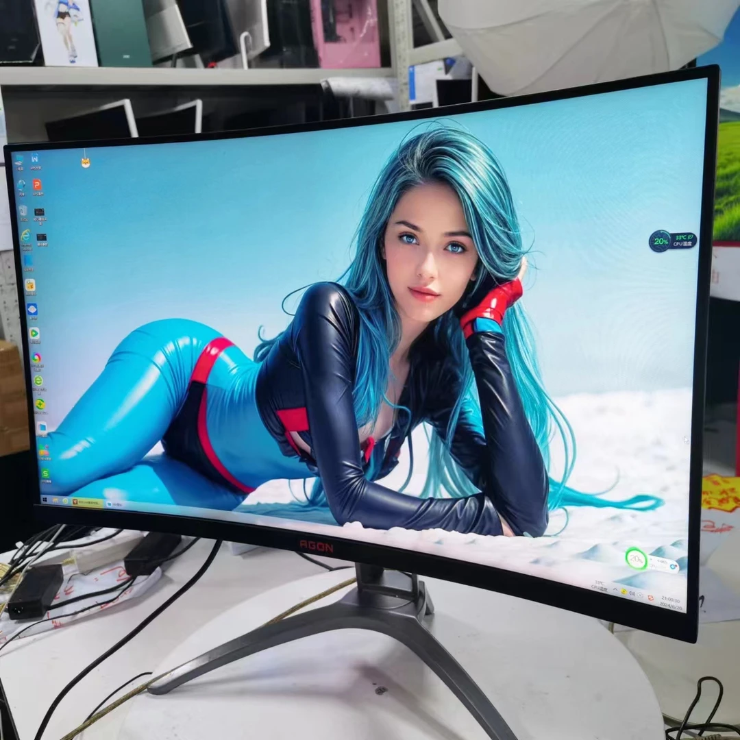 9新 AOC AOC爱攻32寸电竞游戏屏可升降可旋转黑色默认DP/HDMI