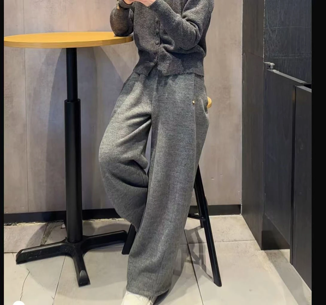 （蜻蜓）2024冬季新款阔腿休闲加厚抽绳直筒裤-LMC0308