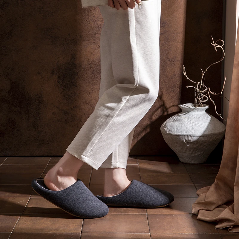 日式静音拖鞋室内家居情侣款保暖防滑可机洗地板软底棉拖鞋男冬季