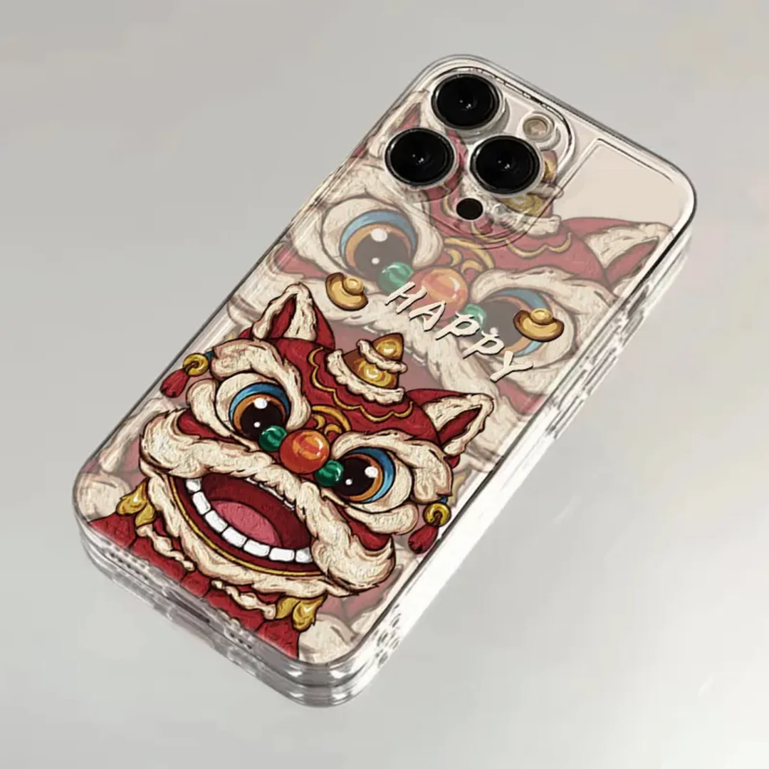 醒狮龙年卡通phone15苹果手机壳14promax软13pro透明12/创意11女