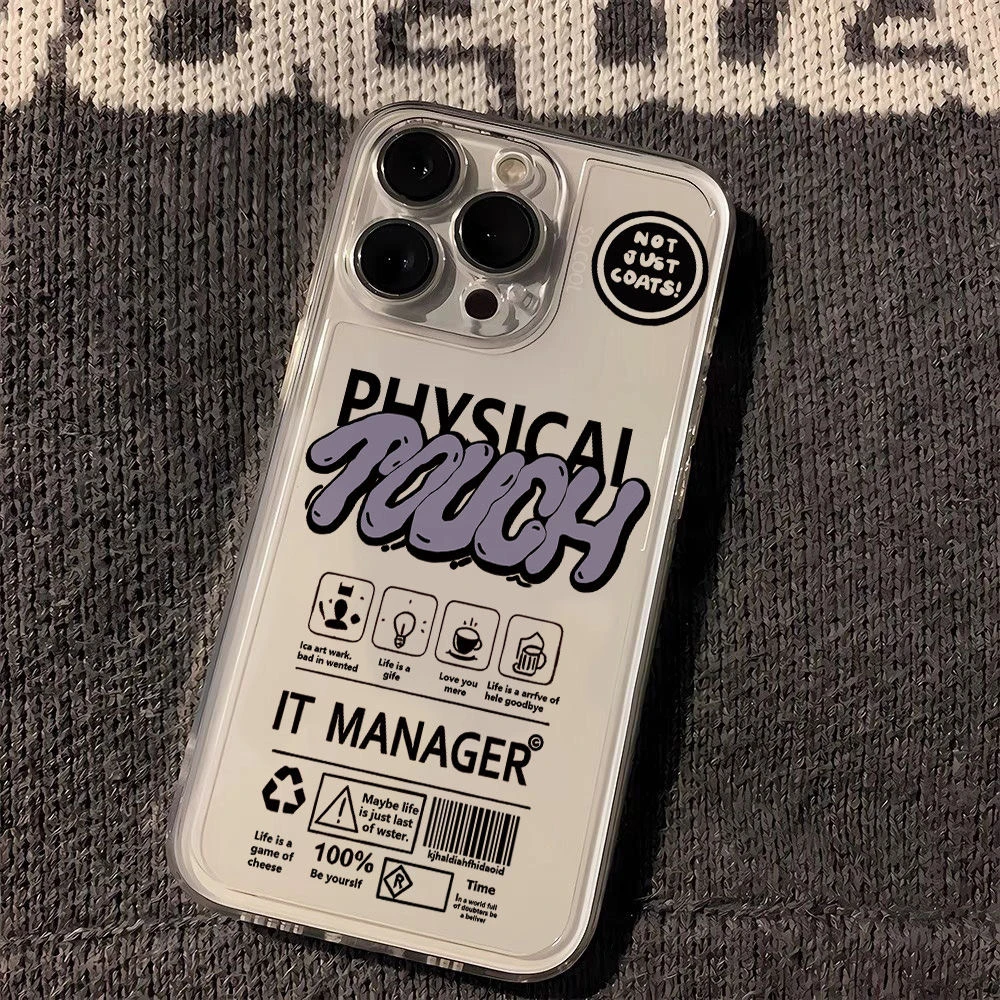 英文涂鸦适用iphone15promax苹果全包保护壳14透明13pro软12/11