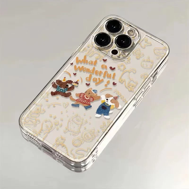 线条动物苹果15promax手机壳iPhone14软/13/12卡通/11透明/XR全包