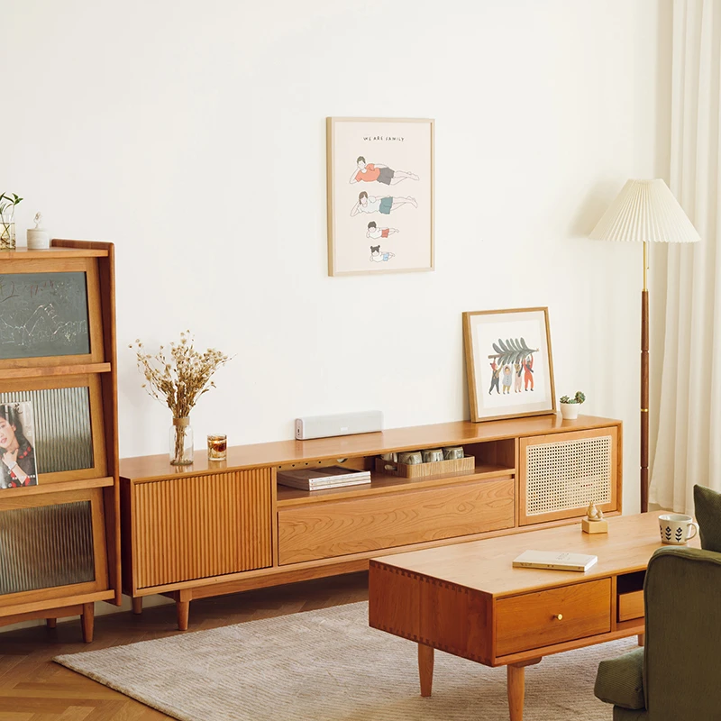 【卡卡电视柜】225北欧实木电视柜樱桃视听柜客厅原木多功能组合