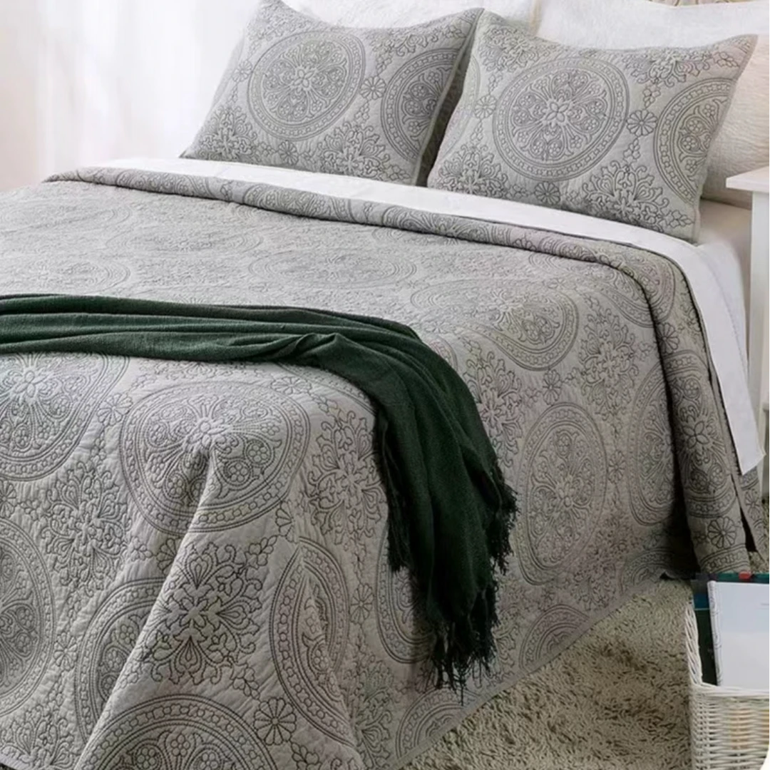 【苏大笨】柔软！！！撞色!高级大气！纯棉夹棉花床盖绗缝被