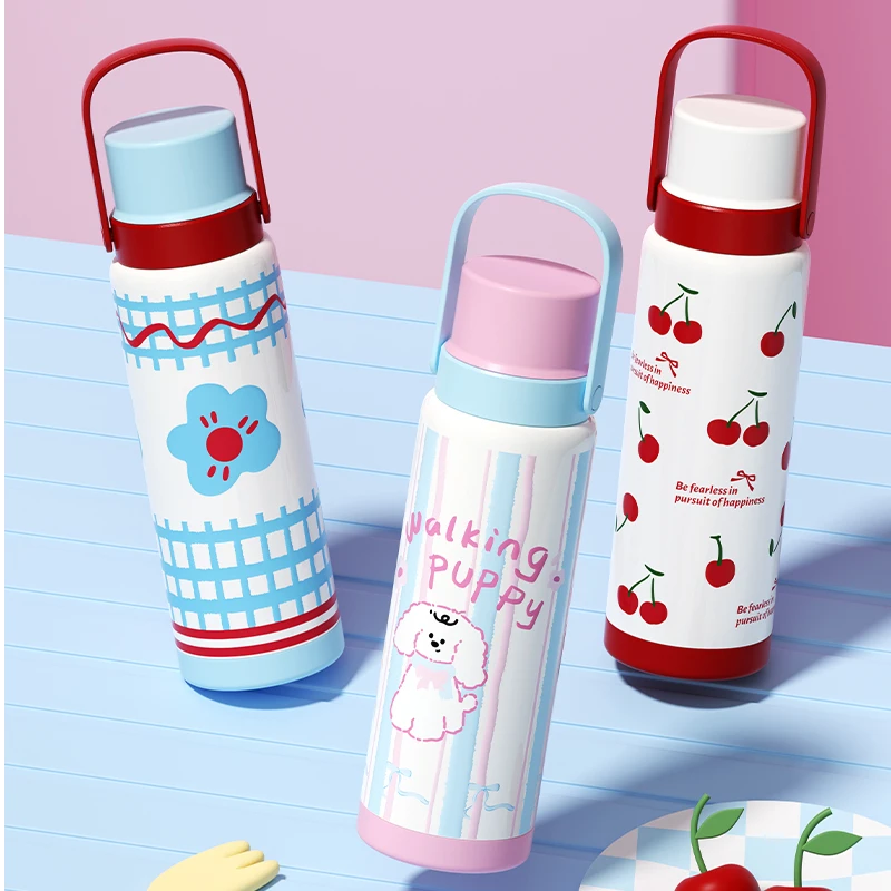 大容量保温杯2024新款高颜值水杯女不锈钢家用便携吸管杯子水壶